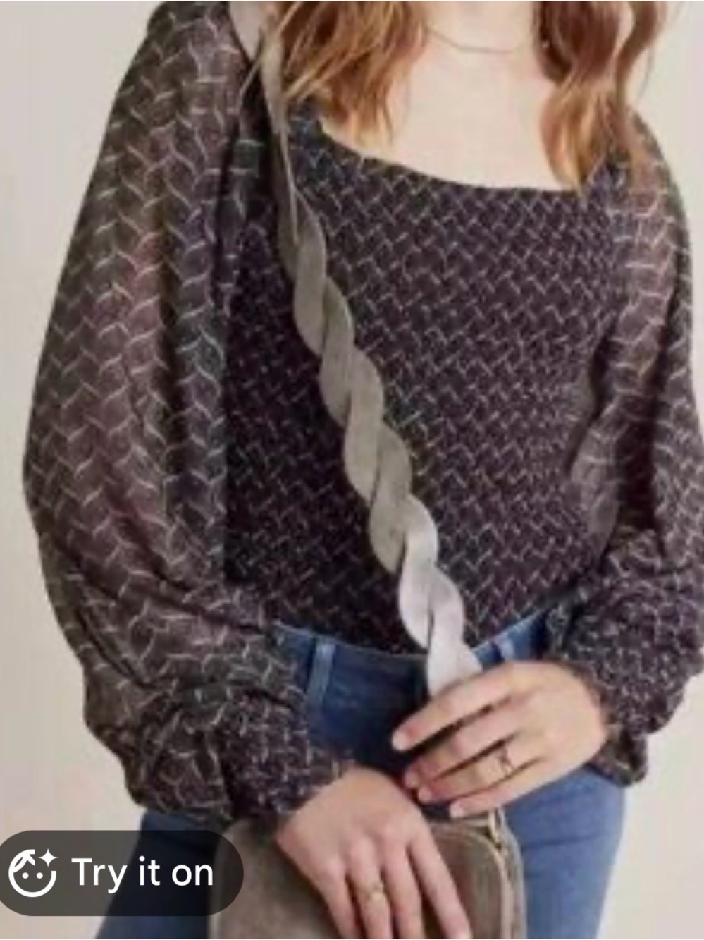 NWT Anthropologie Square-Neck Long-Sleeve Top size XS